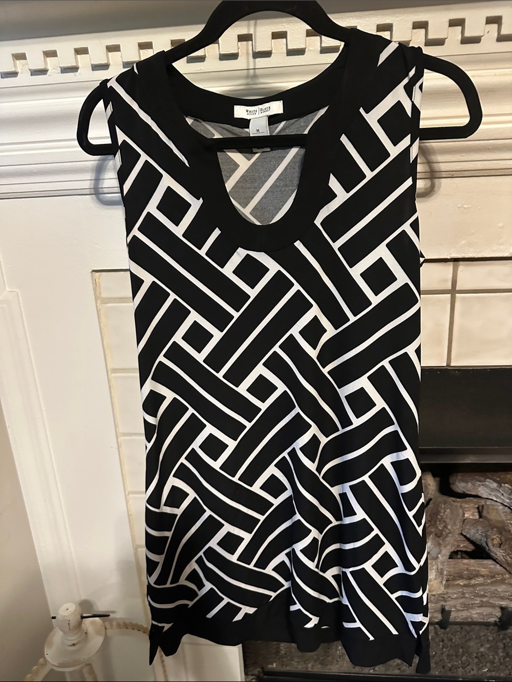 White House Black Market Black & White Sleeveless Summer Dress Sz Medium
